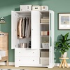 image:imageVINGLI Fluted Wardrobe Closet Armoire with Doors And Drawers White Wardrobe Cabinet with Hanging Rack Bedroom Closet Wood Free Standing Armoire with Shelf and Solid Wood Legs 315W197D693HWhite