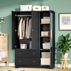 image:imageVINGLI Fluted Wardrobe Closet Armoire with Doors And Drawers White Wardrobe Cabinet with Hanging Rack Bedroom Closet Wood Free Standing Armoire with Shelf and Solid Wood Legs 315W197D693HBlack