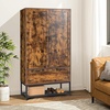 image:imageVINGLI Fluted Wardrobe Closet Armoire with Doors And Drawers White Wardrobe Cabinet with Hanging Rack Bedroom Closet Wood Free Standing Armoire with Shelf and Solid Wood Legs 315W197D693HRustic Brown