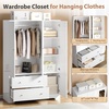 image:imageVINGLI Fluted Wardrobe Closet Armoire with Doors And Drawers White Wardrobe Cabinet with Hanging Rack Bedroom Closet Wood Free Standing Armoire with Shelf and Solid Wood Legs 315W197D693HWhite