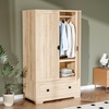 image:imageVINGLI Fluted Wardrobe Closet Armoire with Doors And Drawers White Wardrobe Cabinet with Hanging Rack Bedroom Closet Wood Free Standing Armoire with Shelf and Solid Wood Legs 315W197D693HOak