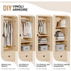 image:imageVINGLI Fluted Wardrobe Closet Armoire with Doors And Drawers White Wardrobe Cabinet with Hanging Rack Bedroom Closet Wood Free Standing Armoire with Shelf and Solid Wood Legs 315W197D693HOak