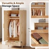 image:imageVINGLI Fluted Wardrobe Closet Armoire with Doors And Drawers White Wardrobe Cabinet with Hanging Rack Bedroom Closet Wood Free Standing Armoire with Shelf and Solid Wood Legs 315W197D693HOak