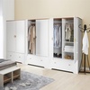 image:imageVINGLI Fluted Wardrobe Closet Armoire with Doors And Drawers White Wardrobe Cabinet with Hanging Rack Bedroom Closet Wood Free Standing Armoire with Shelf and Solid Wood Legs 315W197D693HWhite