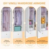 image:imageVINGLI Fluted Wardrobe Closet Armoire with Doors And Drawers White Wardrobe Cabinet with Hanging Rack Bedroom Closet Wood Free Standing Armoire with Shelf and Solid Wood Legs 315W197D693HWhite