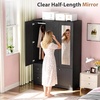 image:imageVINGLI Fluted Wardrobe Closet Armoire with Doors And Drawers White Wardrobe Cabinet with Hanging Rack Bedroom Closet Wood Free Standing Armoire with Shelf and Solid Wood Legs 315W197D693HBlack