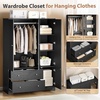image:imageVINGLI Fluted Wardrobe Closet Armoire with Doors And Drawers White Wardrobe Cabinet with Hanging Rack Bedroom Closet Wood Free Standing Armoire with Shelf and Solid Wood Legs 315W197D693HBlack
