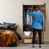 image:imageVINGLI Fluted Wardrobe Closet Armoire with Doors And Drawers White Wardrobe Cabinet with Hanging Rack Bedroom Closet Wood Free Standing Armoire with Shelf and Solid Wood Legs 315W197D693HRustic Brown