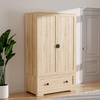 image:imageVINGLI Fluted Wardrobe Closet Armoire with Doors And Drawers White Wardrobe Cabinet with Hanging Rack Bedroom Closet Wood Free Standing Armoire with Shelf and Solid Wood Legs 315W197D693HOak