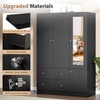 image:imageVINGLI Fluted Wardrobe Closet Armoire with Doors And Drawers White Wardrobe Cabinet with Hanging Rack Bedroom Closet Wood Free Standing Armoire with Shelf and Solid Wood Legs 315W197D693HBlack
