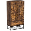 image:imageVINGLI Fluted Wardrobe Closet Armoire with Doors And Drawers White Wardrobe Cabinet with Hanging Rack Bedroom Closet Wood Free Standing Armoire with Shelf and Solid Wood Legs 315W197D693HRustic Brown