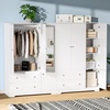 image:imageVINGLI Fluted Wardrobe Closet Armoire with Doors And Drawers White Wardrobe Cabinet with Hanging Rack Bedroom Closet Wood Free Standing Armoire with Shelf and Solid Wood Legs 315W197D693HWhite