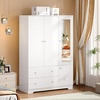 image:imageVINGLI Fluted Wardrobe Closet Armoire with Doors And Drawers White Wardrobe Cabinet with Hanging Rack Bedroom Closet Wood Free Standing Armoire with Shelf and Solid Wood Legs 315W197D693HWhite