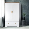 image:imageVINGLI Fluted Wardrobe Closet Armoire with Doors And Drawers White Wardrobe Cabinet with Hanging Rack Bedroom Closet Wood Free Standing Armoire with Shelf and Solid Wood Legs 315W197D693HWhite