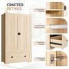 image:imageVINGLI Fluted Wardrobe Closet Armoire with Doors And Drawers White Wardrobe Cabinet with Hanging Rack Bedroom Closet Wood Free Standing Armoire with Shelf and Solid Wood Legs 315W197D693HOak