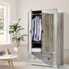 image:imageVINGLI Fluted Wardrobe Closet Armoire with Doors And Drawers White Wardrobe Cabinet with Hanging Rack Bedroom Closet Wood Free Standing Armoire with Shelf and Solid Wood Legs 315W197D693HRustic Grey