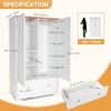 image:imageVINGLI Fluted Wardrobe Closet Armoire with Doors And Drawers White Wardrobe Cabinet with Hanging Rack Bedroom Closet Wood Free Standing Armoire with Shelf and Solid Wood Legs 315W197D693HWhite