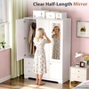 image:imageVINGLI Fluted Wardrobe Closet Armoire with Doors And Drawers White Wardrobe Cabinet with Hanging Rack Bedroom Closet Wood Free Standing Armoire with Shelf and Solid Wood Legs 315W197D693HWhite