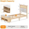 image:imageVINGLI Full Size Platform Bed Frame with Storage Headboard and Charging Station Modern Rattan Wood Bed with Shelves and OttomanSpace Saving Bed Frame for Bedroom or Guest RoomNatural WoodLinen Gray