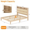 image:imageVINGLI Full Size Platform Bed Frame with Storage Headboard and Charging Station Modern Rattan Wood Bed with Shelves and OttomanSpace Saving Bed Frame for Bedroom or Guest RoomNatural Wood