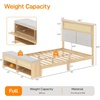 image:imageVINGLI Full Size Platform Bed Frame with Storage Headboard and Charging Station Modern Rattan Wood Bed with Shelves and OttomanSpace Saving Bed Frame for Bedroom or Guest RoomNatural WoodLinen Gray