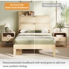 image:imageVINGLI Full Size Platform Bed Frame with Storage Headboard and Charging Station Modern Rattan Wood Bed with Shelves and OttomanSpace Saving Bed Frame for Bedroom or Guest RoomNatural Wood