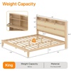 image:imageVINGLI Full Size Platform Bed Frame with Storage Headboard and Charging Station Modern Rattan Wood Bed with Shelves and OttomanSpace Saving Bed Frame for Bedroom or Guest RoomNatural Wood