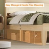 image:imageVINGLI Full Size Platform Bed Frame with Storage Headboard and Charging Station Modern Rattan Wood Bed with Shelves and OttomanSpace Saving Bed Frame for Bedroom or Guest RoomNatural Wood