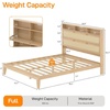 image:imageVINGLI Full Size Platform Bed Frame with Storage Headboard and Charging Station Modern Rattan Wood Bed with Shelves and OttomanSpace Saving Bed Frame for Bedroom or Guest RoomNatural Wood