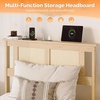image:imageVINGLI Full Size Platform Bed Frame with Storage Headboard and Charging Station Modern Rattan Wood Bed with Shelves and OttomanSpace Saving Bed Frame for Bedroom or Guest RoomNatural Wood