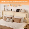 image:imageVINGLI Full Size Platform Bed Frame with Storage Headboard and Charging Station Modern Rattan Wood Bed with Shelves and OttomanSpace Saving Bed Frame for Bedroom or Guest RoomNatural Wood