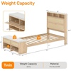 image:imageVINGLI Full Size Platform Bed Frame with Storage Headboard and Charging Station Modern Rattan Wood Bed with Shelves and OttomanSpace Saving Bed Frame for Bedroom or Guest RoomNatural Wood