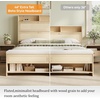 image:imageVINGLI Full Size Platform Bed Frame with Storage Headboard and Charging Station Modern Rattan Wood Bed with Shelves and OttomanSpace Saving Bed Frame for Bedroom or Guest RoomNatural Wood