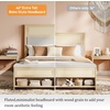 image:imageVINGLI Full Size Platform Bed Frame with Storage Headboard and Charging Station Modern Rattan Wood Bed with Shelves and OttomanSpace Saving Bed Frame for Bedroom or Guest RoomNatural WoodLinen Gray