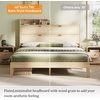 image:imageVINGLI Full Size Platform Bed Frame with Storage Headboard and Charging Station Modern Rattan Wood Bed with Shelves and OttomanSpace Saving Bed Frame for Bedroom or Guest RoomNatural Wood