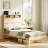 image:imageVINGLI Full Size Platform Bed Frame with Storage Headboard and Charging Station Modern Rattan Wood Bed with Shelves and OttomanSpace Saving Bed Frame for Bedroom or Guest RoomNatural Wood