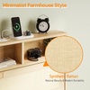 image:imageVINGLI Full Size Platform Bed Frame with Storage Headboard and Charging Station Modern Rattan Wood Bed with Shelves and OttomanSpace Saving Bed Frame for Bedroom or Guest RoomNatural Wood