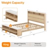 image:imageVINGLI Full Size Platform Bed Frame with Storage Headboard and Charging Station Modern Rattan Wood Bed with Shelves and OttomanSpace Saving Bed Frame for Bedroom or Guest RoomNatural Wood