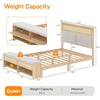 image:imageVINGLI Full Size Platform Bed Frame with Storage Headboard and Charging Station Modern Rattan Wood Bed with Shelves and OttomanSpace Saving Bed Frame for Bedroom or Guest RoomNatural WoodLinen Gray