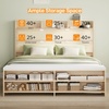 image:imageVINGLI Full Size Platform Bed Frame with Storage Headboard and Charging Station Modern Rattan Wood Bed with Shelves and OttomanSpace Saving Bed Frame for Bedroom or Guest RoomNatural Wood
