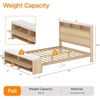 image:imageVINGLI Full Size Platform Bed Frame with Storage Headboard and Charging Station Modern Rattan Wood Bed with Shelves and OttomanSpace Saving Bed Frame for Bedroom or Guest RoomNatural Wood
