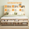image:imageVINGLI Full Size Platform Bed Frame with Storage Headboard and Charging Station Modern Rattan Wood Bed with Shelves and OttomanSpace Saving Bed Frame for Bedroom or Guest RoomNatural Wood