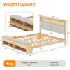 image:imageVINGLI Full Size Platform Bed Frame with Storage Headboard and Charging Station Modern Rattan Wood Bed with Shelves and OttomanSpace Saving Bed Frame for Bedroom or Guest RoomNatural WoodLinen Gray
