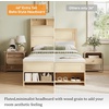 image:imageVINGLI Full Size Platform Bed Frame with Storage Headboard and Charging Station Modern Rattan Wood Bed with Shelves and OttomanSpace Saving Bed Frame for Bedroom or Guest RoomNatural Wood