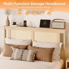 image:imageVINGLI Full Size Platform Bed Frame with Storage Headboard and Charging Station Modern Rattan Wood Bed with Shelves and OttomanSpace Saving Bed Frame for Bedroom or Guest RoomNatural Wood