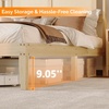 image:imageVINGLI Full Size Platform Bed Frame with Storage Headboard and Charging Station Modern Rattan Wood Bed with Shelves and OttomanSpace Saving Bed Frame for Bedroom or Guest RoomNatural Wood