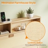 image:imageVINGLI Full Size Platform Bed Frame with Storage Headboard and Charging Station Modern Rattan Wood Bed with Shelves and OttomanSpace Saving Bed Frame for Bedroom or Guest RoomNatural Wood