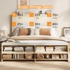 image:imageVINGLI Full Size Platform Bed Frame with Storage Headboard and Charging Station Modern Rattan Wood Bed with Shelves and OttomanSpace Saving Bed Frame for Bedroom or Guest RoomNatural WoodLinen Gray