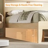 image:imageVINGLI Full Size Platform Bed Frame with Storage Headboard and Charging Station Modern Rattan Wood Bed with Shelves and OttomanSpace Saving Bed Frame for Bedroom or Guest RoomNatural Wood