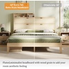 image:imageVINGLI Full Size Platform Bed Frame with Storage Headboard and Charging Station Modern Rattan Wood Bed with Shelves and OttomanSpace Saving Bed Frame for Bedroom or Guest RoomNatural Wood